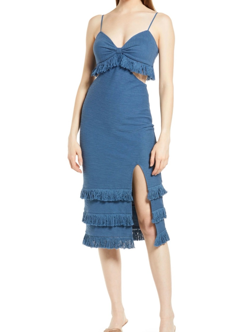 Saylor Sachi Fringe Tiered Dress size Medium